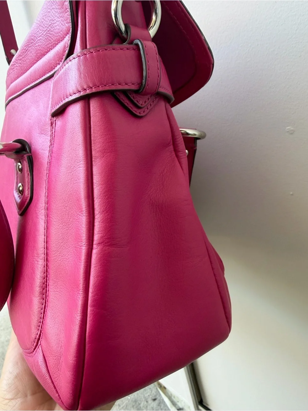 Coach Taylor Leather Satchel Shoulder Bag Crossbody Fuchsia Pink - Style F28627